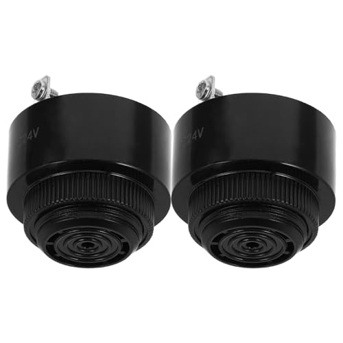 LAPYAPPE Zumbador Electrónico Continuo Sfm380 12v/24v de Plástico Negro Rendimiento Fiable para Señales de Reversa Automotriz y Producción Industrial, Paquete de 2 Unidades
