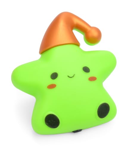 Image of Cute LED Plug-in Night Light with Light Sensor - Green + Orange | Light Sensor Controlled Dusk to Dawn LED Night Lamp - Pentagram shaped Lamp Take Good Care Children Sleep