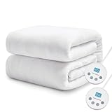 Thermylux Electric Mattress Pad Queen Size Quilted Wave 10 Heat Settings & Dual Control with 12 Hour Auto Off,Deep Pocket Fits up to 18',Coral Fleece Bed Warmer,ETL Certified Machine Washable,60'x80'