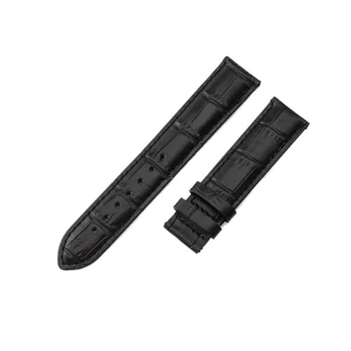 Bracelet de montre étanche en cuir noir 20mm robuste pour homme