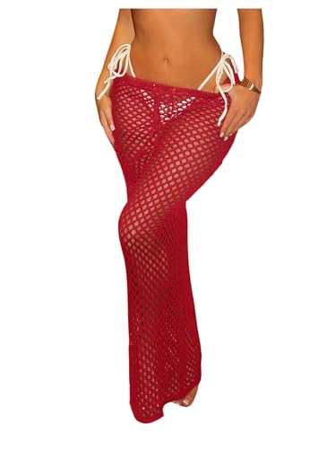 Milumia Women's Hollow Out Crochet Skirt Swimsuit Cover Up Maxi Skirts
