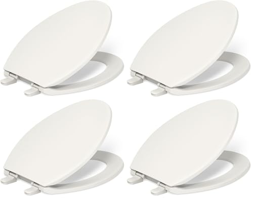 Image of KOHLER K-4774-96 Brevia Elongated Toilet Seat with Quick-Release Hinges And Quick-Attach Hardware For Easy Clean, Biscuit (Pack of 4)