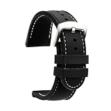 HUTBUVEAW Cinturino in Silicone da 24 mm Compatibile for Casio PROTREK Serie PRG-600YB/650/5571/PRW-6600Y/YB Braccialetto Sportivo in Gomma da Uomo Accessori(156 Black White)