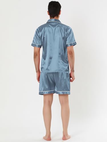 Lars Amadeus Men's Satin Pajama Sets Short Sleeves Summer 2 Piece Loungewear Sleepwears Nightwear4