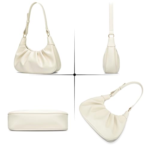 Image of KKXIU Shoulder Bag Crescent Handbag Ruched Purse Underarm Bag Mini Hobo for Women