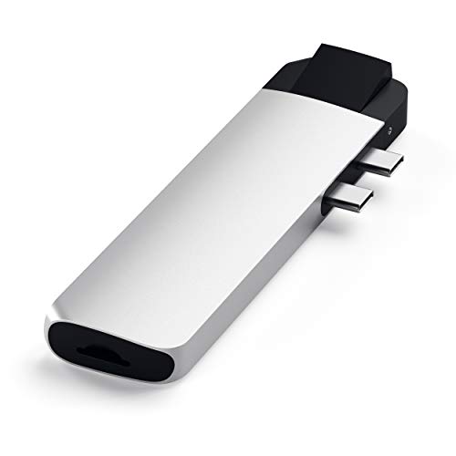 Image of Satechi Type-C Pro Hub Adapter with Ethernet - 4K HDMI, USB-C PD, Gigabit Ethernet, USB 3.0, Micro SD Card Slot - for M2 / M1 MacBook Pro /Air (Silver)