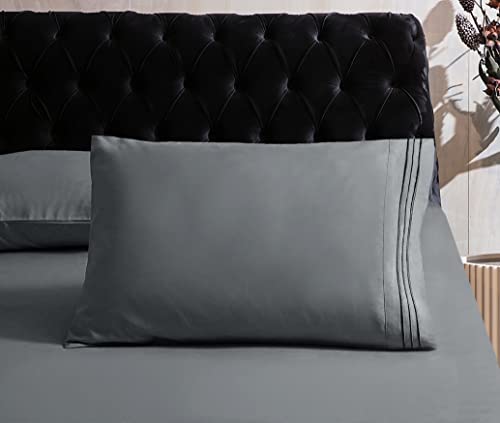 Image of Mocassi Full Sheet Set - Luxury Hotel 1800 Premier Bedding Sheets & Pillowcases - Ultra Soft Breathable & Cooling Bed Sheets - Deep Pocket - Wrinkle Resistant - 6 Piece Set - Full, Gray