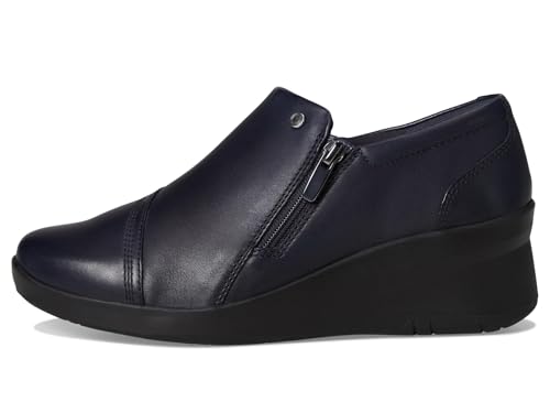 Image of Clarks Womens Suttyn Zip | Leather, Cushioning, Zipper, Casual, Zipper