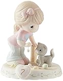 Precious Moments, Growing In Grace, Age 7, Bisque Porcelain Figurine, Brunette Girl, 154034B