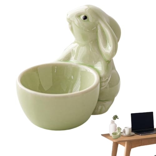 Hueveras de cerámica novedosas | Bonitas hueveras de cerámica con de conejo | Decoraciones de Pascua | Huevera de colores brillantes para sala de estar | Estantería de sala de estudio, balcón y