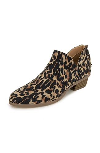 Kenneth Cole REACTION Women's Side Way Low Heel Ankle Bootie, Leopard, 7.5 M US