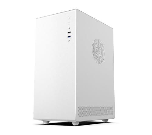 iONZ KZ-35V Zenith - PC Gaming/Office Case, Tempered Glass - Mini Tower, Micro ATX, ITX | Front I/O USB 3.0 Type-C, White (Case Only)