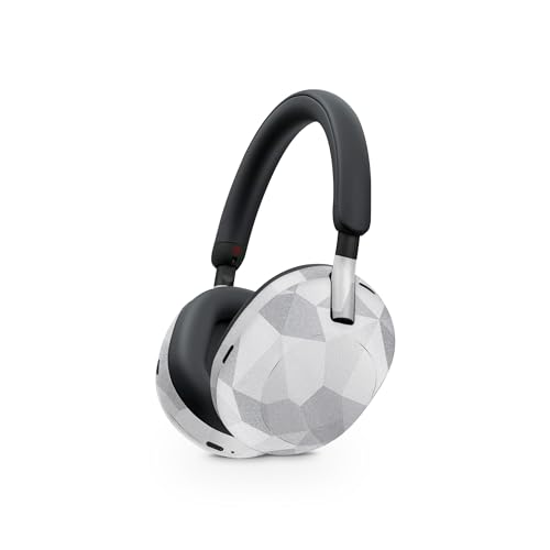 Image of MightySkins Glossy Glitter Skin Compatible with Sony WH-1000XM5 Headphones - Gray Polygon | Protective, Durable High-Gloss Glitter Finish | Easy to Apply