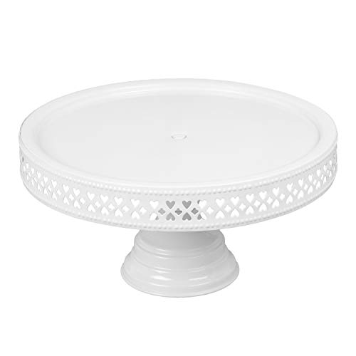 Image of Non Revolving Metal Cake Stand Pedestal Set of 3, White, 13 inch, 11 inch, 9 inch Diameter