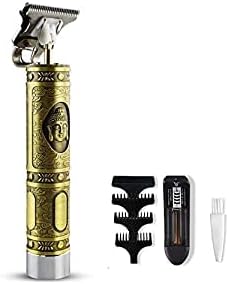 Professional Cordless Hair Trimmer T-Blade Outliner Close Cutting Shaver with Metalic Gold and Antique design