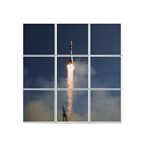 Carreaux céramique Soyuz : lot de 9 pièces 20x20 cm pour une fresque spatiale de 60x60 cm