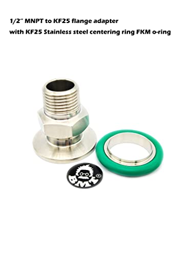 Image of 1 /2 inch MNPT x KF25 flange fitting adapter with stainless steel centering ring (ISO-KF KF25 QF25 NW25) (1 /2 inch MNPT KF25 with a centering ring)