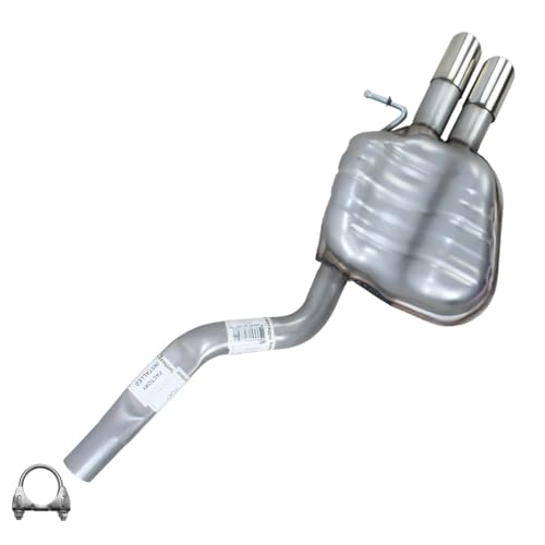 Northeastern Exhaust Stainless Steel Rear Muffler Compatible for 2006-2010 Volkswagen Jetta 2.0L Turbo, Free Clamp Included, Automotive Replacement Part