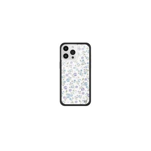 Image of Wildflower Cases - Compatible with iPhone 16 Pro Max | Protective Black Bumper, 6.5ft Drop Test Certified, Women Owned Small Business | Aesthetic Coquette Trendy Flower | Lilac & Blue Floral