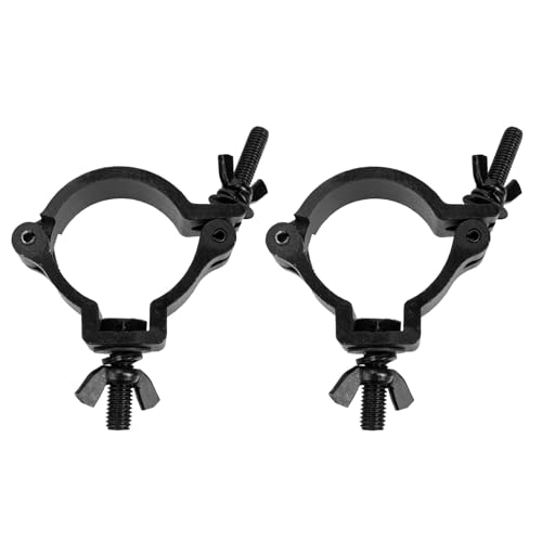 Alipis 2pcs Wear-Resistant Aluminum Alloy Stage Lamp Truss Hooks Black Thin Single Ring Clips for 48-52mm Pipe Stage Lighting Accessories