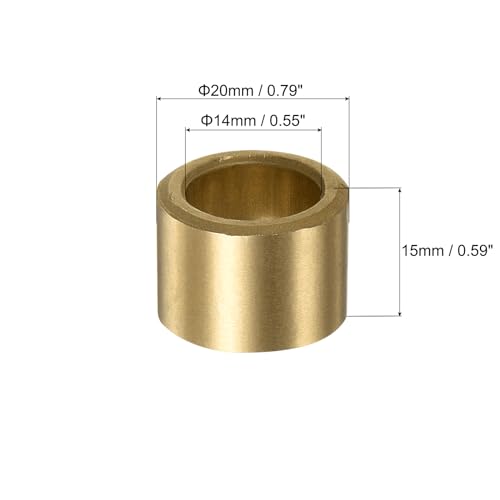 QUARKZMAN 6 Stück Gleitlager Hülse 14mm Bohrung x 20mm Außendurchmesser x 15mm Länge, Selbstschmierende Gesinterte Bronzebuchsen