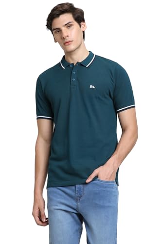 Image of Dennis Lingo Men's Cotton Solid Regular Fit Mandarin Collar Short Sleeve Polo Tshirt