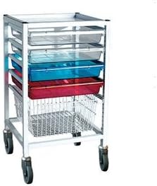 Gratnells hospital-grade range medical trolley with storage trays and basket
