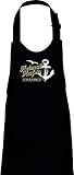 Shirtinstyle Kinder Latzschürze, Heimathafen Anker Möwe Helgoland, Schürze, Basteln, Hobby, Kita, Schule, Hort, Verein, Urlaub, Meer, Strand, Ferien, Farbe schwarz