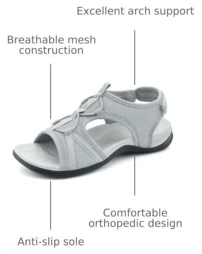 Image of UBFEN Womens Hiking Sandals Comfortable Walking Sandals Summer Sport Breathable Arch Support