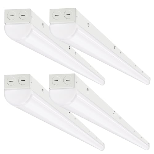 DAKASON 8FT LED Linear Light Fixture, 8 Foot LED Shop Lights 80/70/60W 35/40/5000K CCT Selectable, 8 Feet Commercial Bay Lighting Fluorescent Tube Replacement for Garage Warehouse 4 Pack