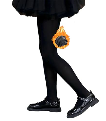 2 Pairs Girls' Fleece Lined Tights High Waist Thick Winter Warm Leggings for Kids2