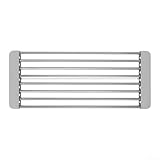 Eawfgtuw Ausziehbarer Spülkorb aus Edelstahl für Gemüse und Geschirr, verstellbares Ablaufgestell, kompatibel mit den meisten Spülen, 31,4 x 18 x 6,5 cm