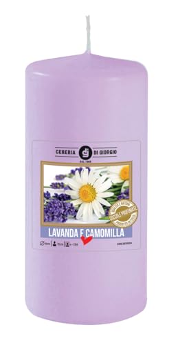 Vela perfumada de lavanda, diámetro 6 cm, altura 15 cm, sin alérgenos
