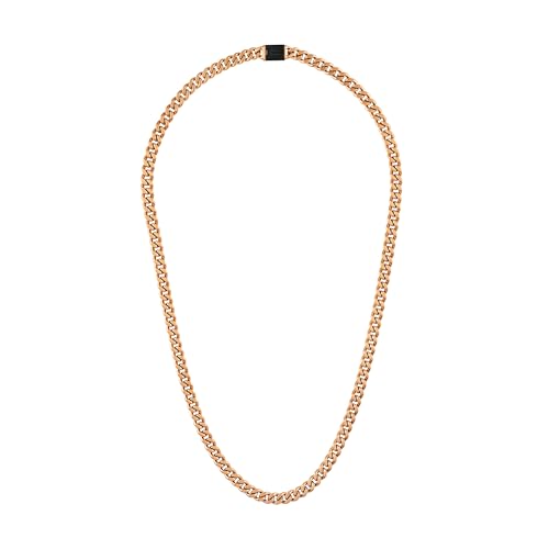 Jewelry Men's Latin Grammy 6mm Curb Chain Brushed and Polished Curb Chain Rose Gold Stainless Steel Necklace, Length 22" Style - Bulova BVC1067-RSTNA