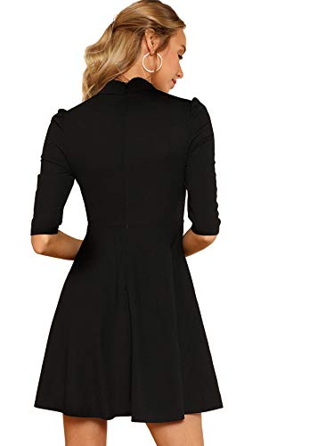 Floerns Women's Mock Neck Fit and Flare Dress Black XS