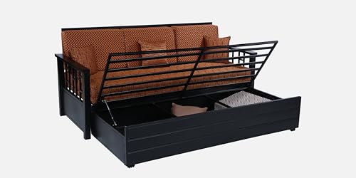 Image of Ubpon 3 Seater Metal Sofa Cum Bed with Hydraulic Storage | King Size Sofa Cuma Bed | Metal Sofa Set for Living Room, Guest Room D10 Multi Brown Sofa King