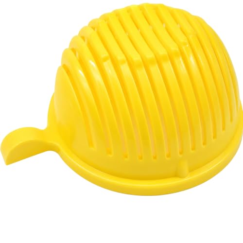 Salad Chopper Bowl with Slits, Fruit Vegetable Cutter, Yellow