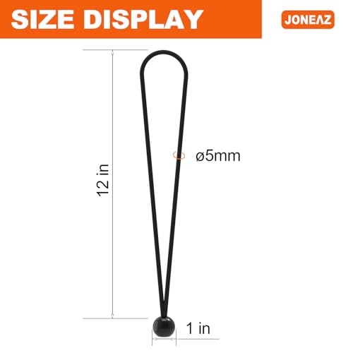 Joneaz Ball Bungee Cords 12 inch, UV Resistant Heavy Duty Tie Down Cord,50 Piece