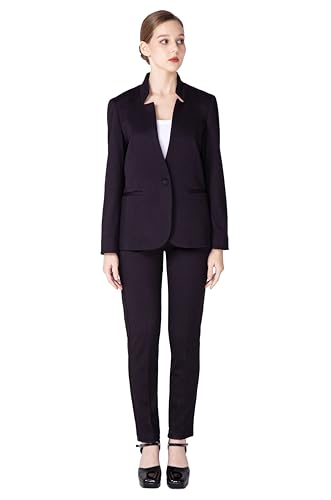 Ava Luke Hosenanzüge Für Damen Elegant Zweiteilig, Hosenanzug 2-teilig Anzüge Für Damen Schwarz 48