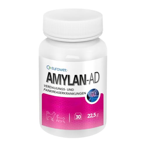 Verdauungs-Tabletten für Hunde & Katzen - Mit Rinderleber & Mineralstoffen - Für gesunde Verdauung - 30 Tabletten - AMYLAN AD