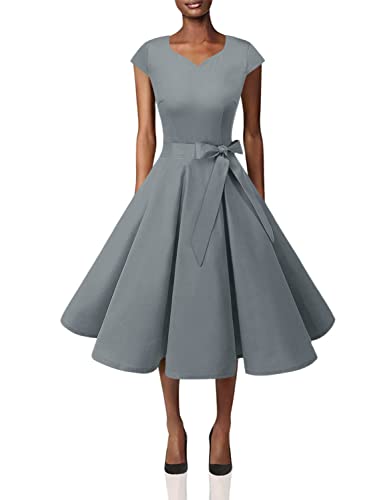 DRESSTELLS 1950s Dresses for Women, 50s Dresses for Women, Audrey Hepburn Dress, Rockabilly Dresses for Women,Vintage Dress for Women 1950s,Homecoming Dresses for Women Grey S