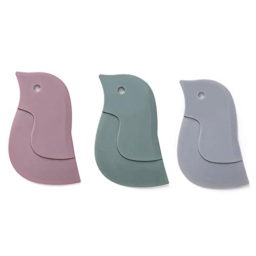 Pan Scraper Silicone Scraper, Penguin Shape Kitchen Tool Oil Plate Multifunction Scraper Bowl Scraper for Kitchen Pans, Bowls Baking Washing (3Colors)