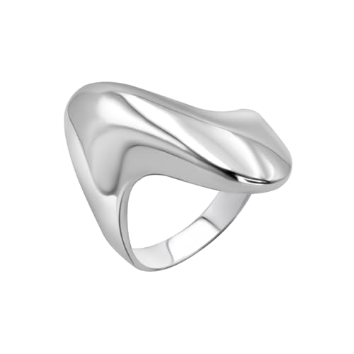 Bague Vague Argent Sterling grande bande asymétrique sculptée