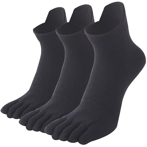 SPST Coolmax Seamless Toe Socks, Five Finger Ankle Socks for Men Women, Moisture Wicking Lightweight Athletic Running Workout Durable Socks, 3 Pairs Black M Cover