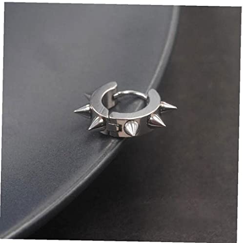 PULABOSilver brincos masculinos cravejados de aço inoxidável punk spiky argola redonda design modern