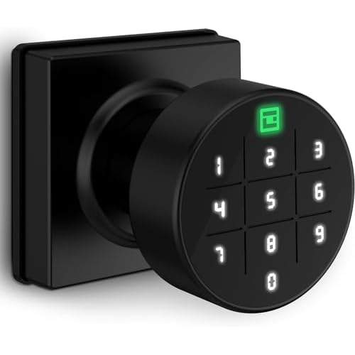 GeekTale Smart Keypad Door Lock, Electronic Digital Door Lock with Code, Smart Door Knob with Keypad, Black Black-Keypad