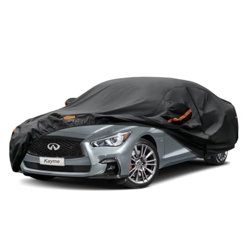 Kayme Sedan Car Cover Fit for Infiniti Q50 (2014-2025) Automobiles All Weather Waterproof, Outdoor Cover Sun Rain Protection, with Lock and Zipper Doo