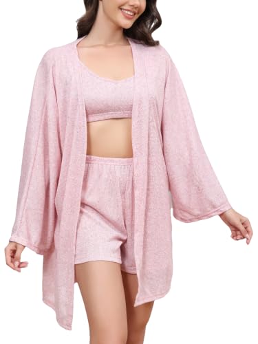 Anetyflying Pajamas for Women Set 3 Piece Knit Lounge Set Pjs Loungewear - image 1