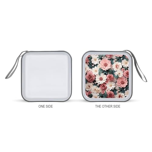 Porta CD portátil con flores de hojas rosas para llevar tu música favorita en el coche 8