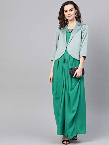 Image of Cottinfab Women's Rayon Blend Pleated Maxi Casual Dress
